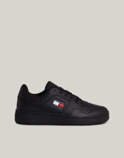 Tommy Jeans Leather Basketball Trainers In Black For Men