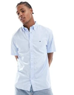 Tommy Hilfiger Poplin Short Sleeve Shirt In Light Blue For Men Sweet Blue -Tommy Hilfiger Store 206361695 1 sweetblue 1