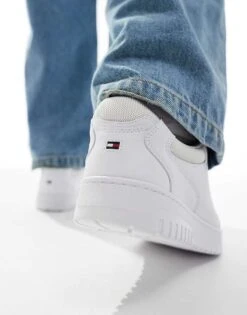 Tommy Hilfiger Basket Essential Trainers In Triple White For Men -Tommy Hilfiger Store 206361721 3