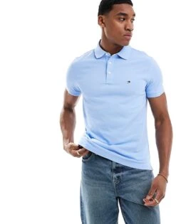Tommy Hilfiger 1985 Slim Polo Shirt In Baby Blue For Men Vessel Blue