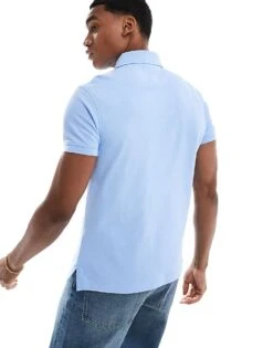 Tommy Hilfiger 1985 Slim Polo Shirt In Baby Blue For Men Vessel Blue -Tommy Hilfiger Store 206361742 3