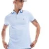 Tommy Hilfiger 1985 Slim Tipped Polo Shirt In Baby Blue For Men Vessel Blue -Tommy Hilfiger Store 206361763 1 vesselblue