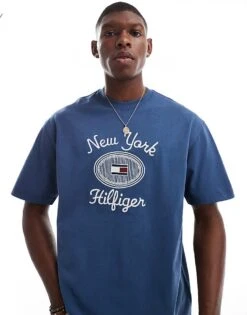 Tommy Hilfiger New York Graphic Logo T-shirt In Blue For Men Aegean Sea -Tommy Hilfiger Store 206361788 1 aegeansea 1