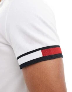 Tommy Hilfiger Logo Cuff Slim Fit Polo In White For Men -Tommy Hilfiger Store 206361810 4
