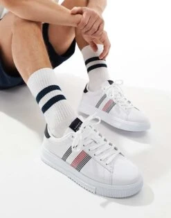 Tommy Hilfiger Supercup Leather Trainers In White For Men -Tommy Hilfiger Store 206361903 3