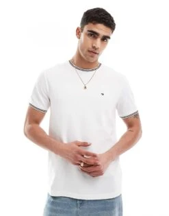 Tommy Hilfiger Tipped Collar T-shirt In White For Men -Tommy Hilfiger Store 206361905 1 white 1