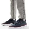 Tommy Hilfiger Vulcanised Leather Trainers In Navy For Men Desert Sky