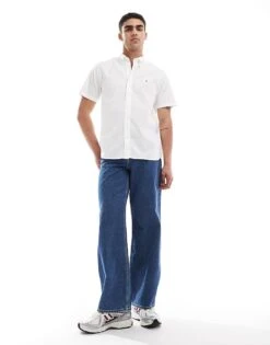 Tommy Hilfiger Poplin Short Sleeve Shirt In White For Men