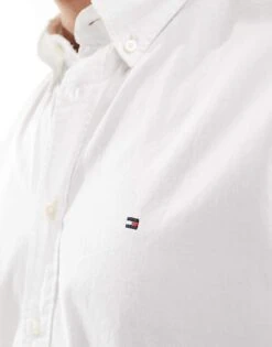 Tommy Hilfiger Poplin Short Sleeve Shirt In White For Men -Tommy Hilfiger Store 206361931 3