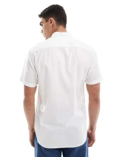 Tommy Hilfiger Poplin Short Sleeve Shirt In White For Men -Tommy Hilfiger Store 206361931 4