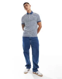 Tommy Hilfiger 1985 Slim Polo Shirt In Mid Blue For Men Aegean Sea / White -Tommy Hilfiger Store 206361953 3