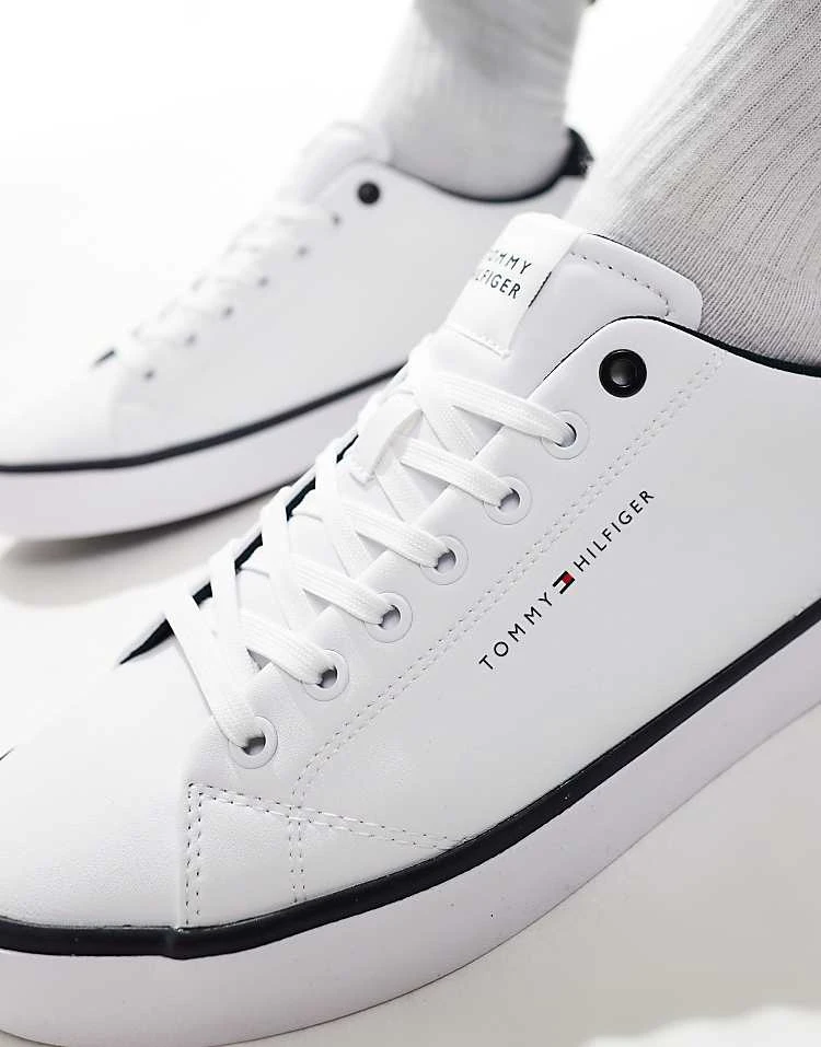 Tommy Hilfiger Vulcanised Leather Trainers In White For Men 5 Tommy Hilfiger Vulcanised Leather Trainers In White For Men - Image 3