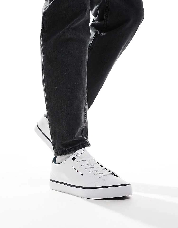 Tommy Hilfiger Vulcanised Leather Trainers In White For Men 7 Tommy Hilfiger Vulcanised Leather Trainers In White For Men - Image 5