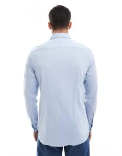 Tommy Hilfiger 1985 Knitted Long Sleeve Shirt In Blue For Men Vessel Blue -Tommy Hilfiger Store 206362176 3