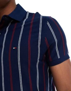 Tommy Hilfiger Polo Shirt In Navy Red And White Stripe For Men Carbon Navy -Tommy Hilfiger Store 206362273 3