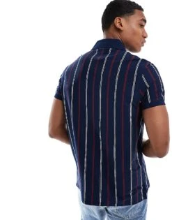 Tommy Hilfiger Polo Shirt In Navy Red And White Stripe For Men Carbon Navy -Tommy Hilfiger Store 206362273 4