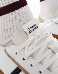 Tommy Hilfiger Court Trainers In White And Beige With Gum Sole For Men -Tommy Hilfiger Store 206362320 4