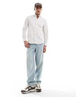 Tommy Hilfiger Regular Fit Oxford Shirt In Beige Stripe For Men Classic Khaki -Tommy Hilfiger Store 206362422 3