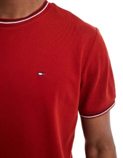 Tommy Hilfiger Tipped Collar T-shirt In Red For Men Dark Magma -Tommy Hilfiger Store 206362594 3