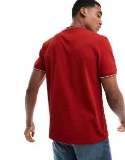 Tommy Hilfiger Tipped Collar T-shirt In Red For Men Dark Magma -Tommy Hilfiger Store 206362594 4