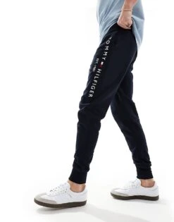 Tommy Hilfiger Logo Joggers In Navy For Men Desert Sky