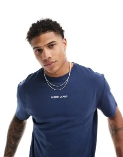 Tommy Jeans Small Logo T-shirt In Navy For Men Dark Night Navy -Tommy Hilfiger Store 206379373 1 darknightnavy 1