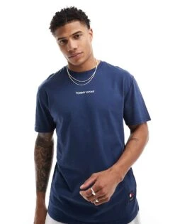 Tommy Jeans Small Logo T-shirt In Navy For Men Dark Night Navy -Tommy Hilfiger Store 206379373 4