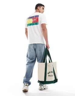 Tommy Jeans Multicolour Logo Back Print T-shirt In White For Men Newsprint -Tommy Hilfiger Store 206379390 1 newsprint 1
