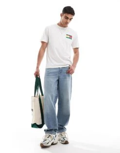 Tommy Jeans Multicolour Logo Back Print T-shirt In White For Men Newsprint -Tommy Hilfiger Store 206379390 3