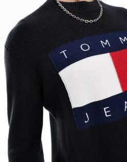 Tommy Jeans Unisex Large Flag Knitwear In Black For Unisex -Tommy Hilfiger Store 206379428 3