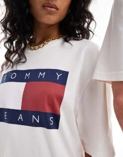 Tommy Jeans Unisex Large Flag Logo T-shirt In Off White For Unisex -Tommy Hilfiger Store 206379457 3