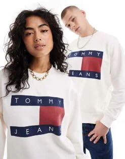 Tommy Jeans Unisex Large Flag Sweatshirt In Off White For Unisex Ancient White -Tommy Hilfiger Store 206379486 1 ancientwhite 1