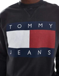 Tommy Jeans Large Flag Sweatshirt In Black For Unisex -Tommy Hilfiger Store 206379509 3