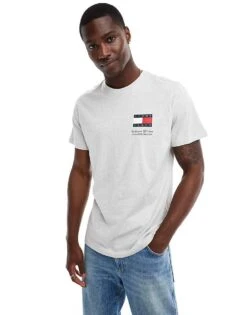 Tommy Jeans Slim Essential Flag T-shirt In Grey For Men Silver Grey -Tommy Hilfiger Store 206379526 1 silvergrey 1