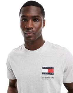 Tommy Jeans Slim Essential Flag T-shirt In Grey For Men Silver Grey -Tommy Hilfiger Store 206379526 3
