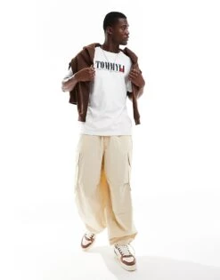 Tommy Jeans Large Logo T-shirt In White For Men -Tommy Hilfiger Store 206379555 2