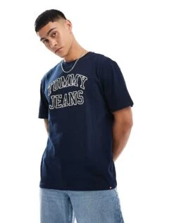 Tommy Jeans Vintage Outline T-shirt In Navy For Unisex Dark Night Navy