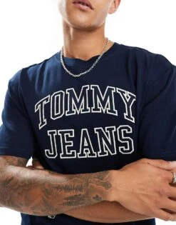 Tommy Jeans Vintage Outline T-shirt In Navy For Unisex Dark Night Navy -Tommy Hilfiger Store 206379652 4