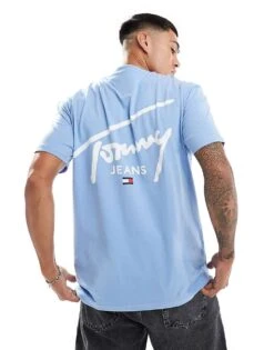 Tommy Jeans Signature Logo Back Print T-shirt In Pale Blue For Men Westside Blue -Tommy Hilfiger Store 206379667 3