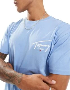 Tommy Jeans Signature Logo Back Print T-shirt In Pale Blue For Men Westside Blue -Tommy Hilfiger Store 206379667 4
