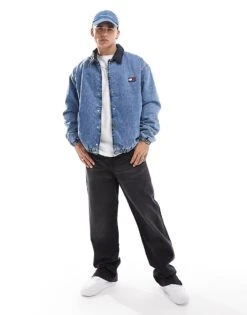 Tommy Jeans Reversible Denim Coach Jacket In Mid Wash For Men Denim Medium -Tommy Hilfiger Store 206379740 1 denimmedium 1