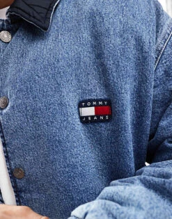 Tommy Jeans Reversible Denim Coach Jacket In Mid Wash For Men Denim Medium -Tommy Hilfiger Store 206379740 3