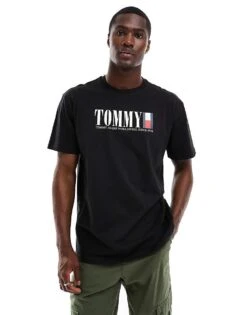 Tommy Jeans Large Logo T-shirt In Black For Men