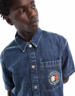 Tommy Jeans Unisex Denim Overshirt In Indigo Wash For Unisex Dark Indigo -Tommy Hilfiger Store 206379839 3