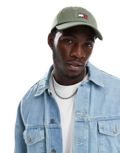 Tommy Jeans Vintage Flag Cap In Washed Green For Men Washed Army