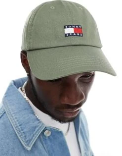 Tommy Jeans Vintage Flag Cap In Washed Green For Men Washed Army -Tommy Hilfiger Store 206379841 4