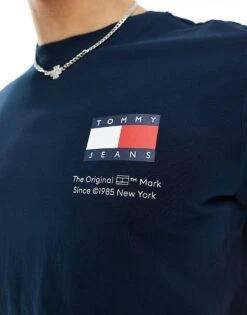Tommy Jeans Slim Essential Flag T-shirt In Navy Blue For Men -Tommy Hilfiger Store 206379876 3