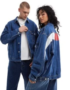 Tommy Jeans Aiden Unisex Denim Trucker Jacket In Mid Wash For Unisex Denim Medium -Tommy Hilfiger Store 206379895 1 denimmedium 1