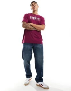 Tommy Jeans Large Logo T-shirt In Fuchsia Purple For Men Valley Grape -Tommy Hilfiger Store 206379914 1 valleygrape 1