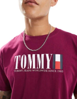 Tommy Jeans Large Logo T-shirt In Fuchsia Purple For Men Valley Grape -Tommy Hilfiger Store 206379914 4